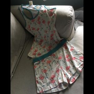 Munki Munki Flamingo print shorts pj set--NWOT-SM